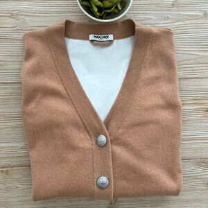 Max & Moi Mixed Media Wool Cashmere Cardigan Camel Tan Size M